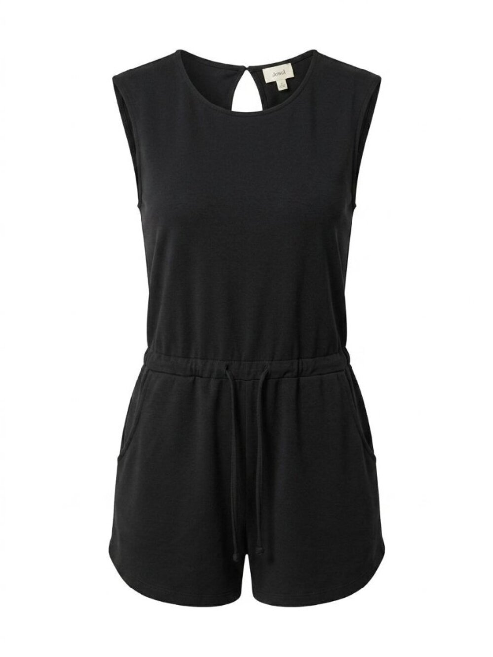 NWOT Jenni Intimates Sleeveless Romper Sz XS Black Keyhole Back Drawstring Waist